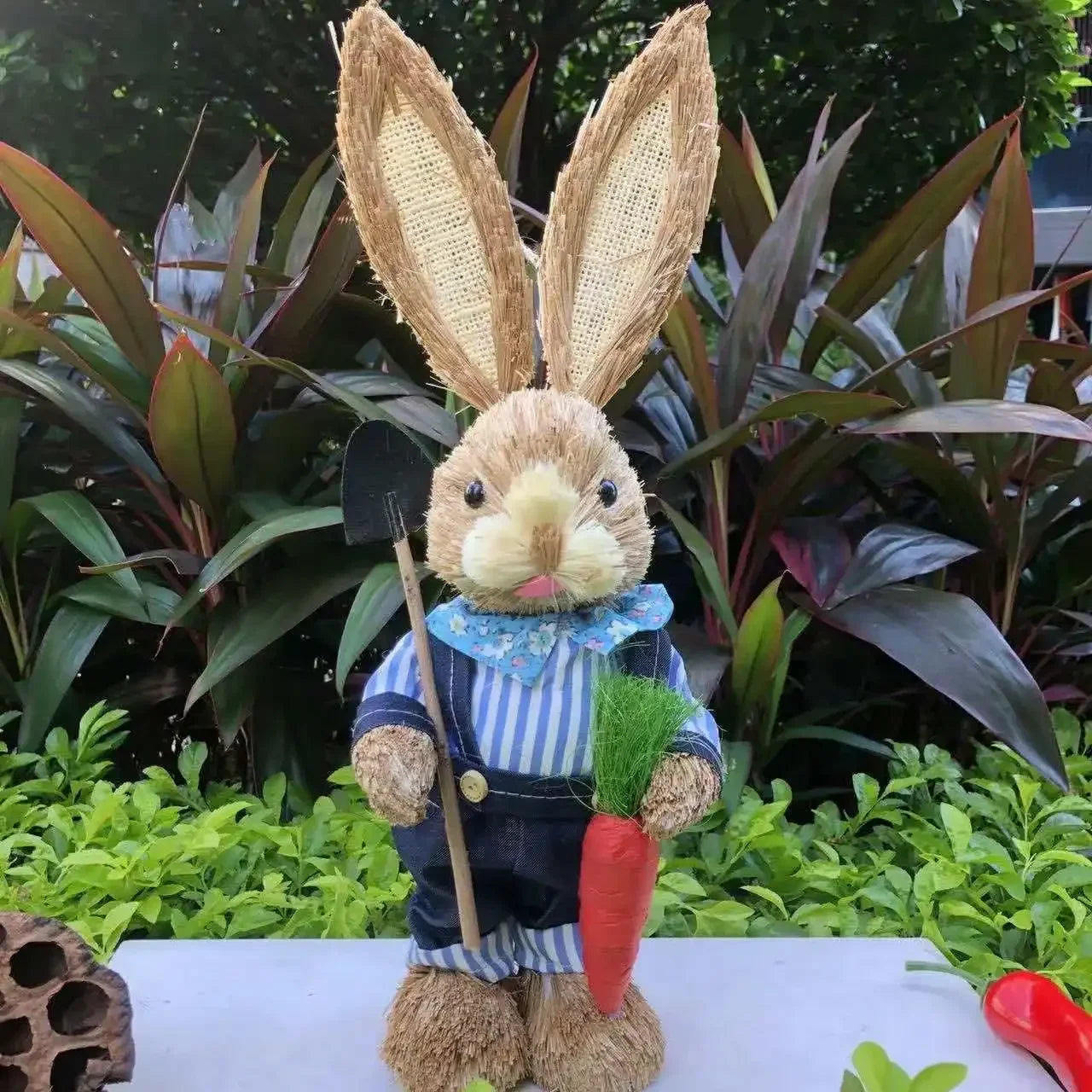 Easter Bunny Woven Grass Rabbit Decor | Handmade Rustic Holiday Decoration | Unique Easter Gift for Home & Kids