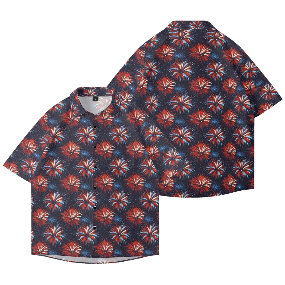 Men's American Flag Hawaiian Shirt – 4th of July Button-Up