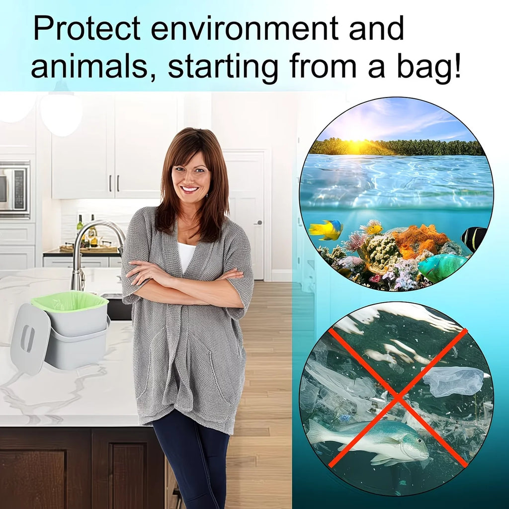 100 household garbage bags per roll, 15.14-18.93 liters, unscented, 20% thicker, ultra-durable, leak-proof (green, 10 liters) /