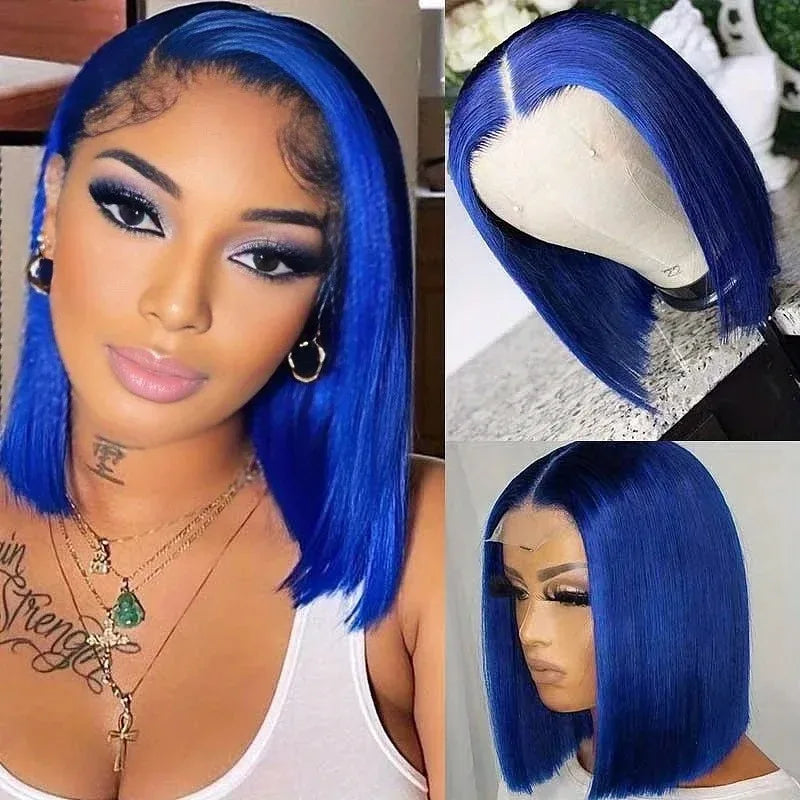 13x4 HD Short Ombre Blonde Wig Straight Bob Lace Front Wig Pre Plucked Synthetic Short Lace Frontal Wig Glueless Daily Cosplay