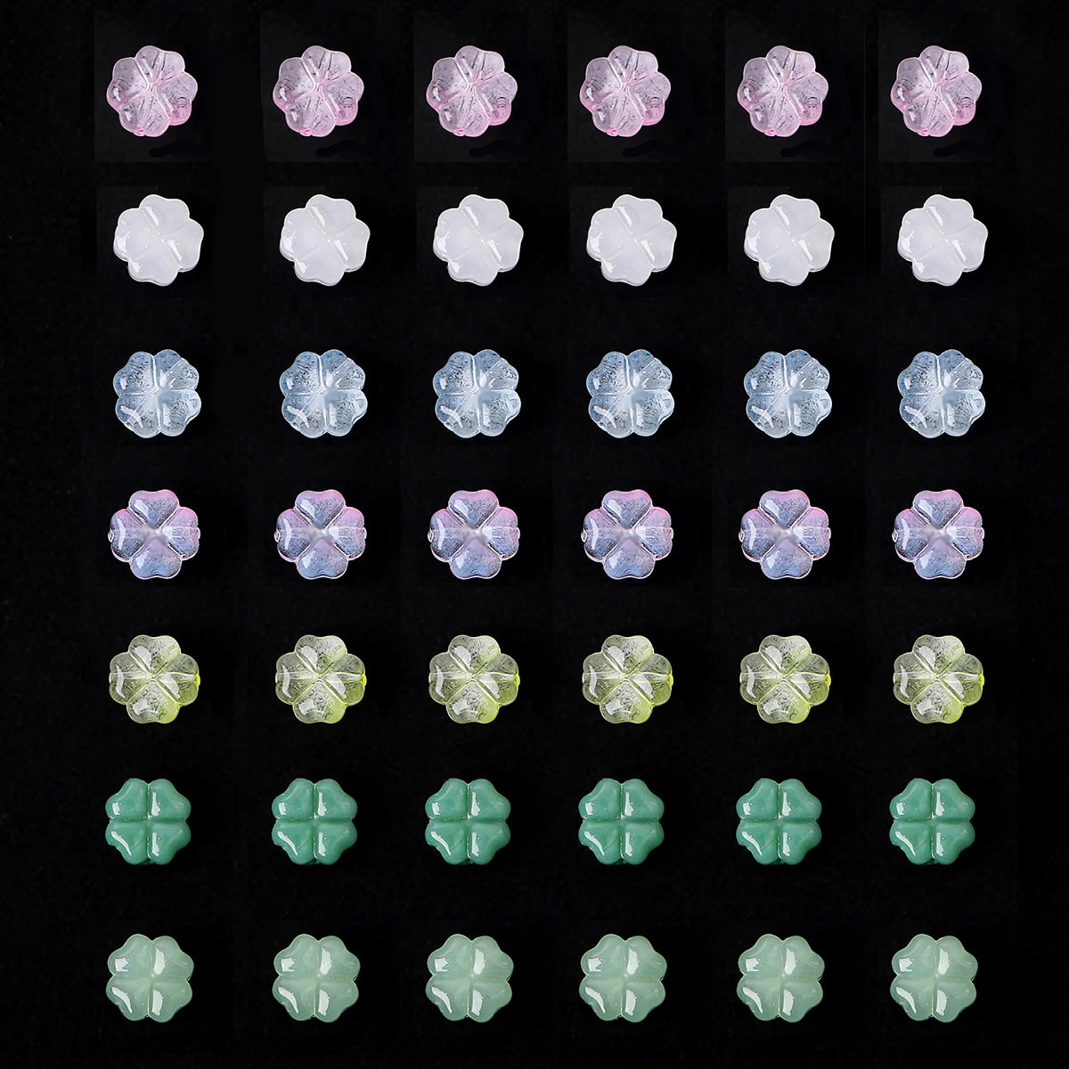 20pcs/bag Transparent Four leaf flower Shape Glass Beads, Lucky Beads for DIY Jewelry Making Bracelets, Crafts -Exquisite Gifts