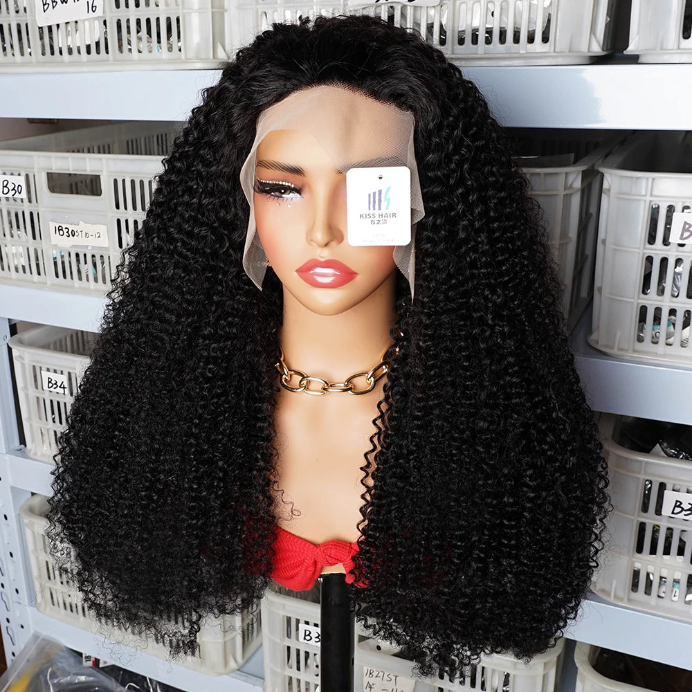 300% Kinky Curly Human Hair Wigs 13*4 Lace Frontal Wig Remy Brazilian Human Hair Extension 4*4 Lace Closure Wigs 13*6 Thick Ends