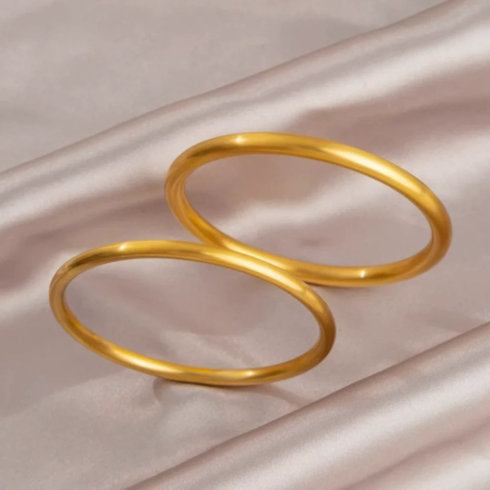 Greatera Waterproof Polished Stainless Steel Cuff Bracelet Bangles for Women Gold Plated Smooth Metal Openable Bracelets Jewelry
