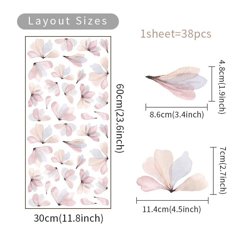 30pcs Boho Little Flower Wall Stickers | Removable PVC Floral Decals | Living Room Bedroom Nursery Home Decor