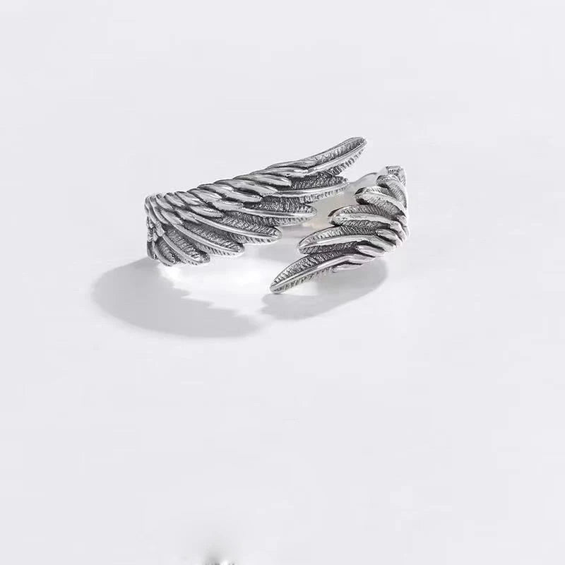 2 Pcs/set Punk Angel Demon Wing Couples Rings for Women Retro Silver Color Feather Open Ring Wedding Jewelry Valentine's Gift