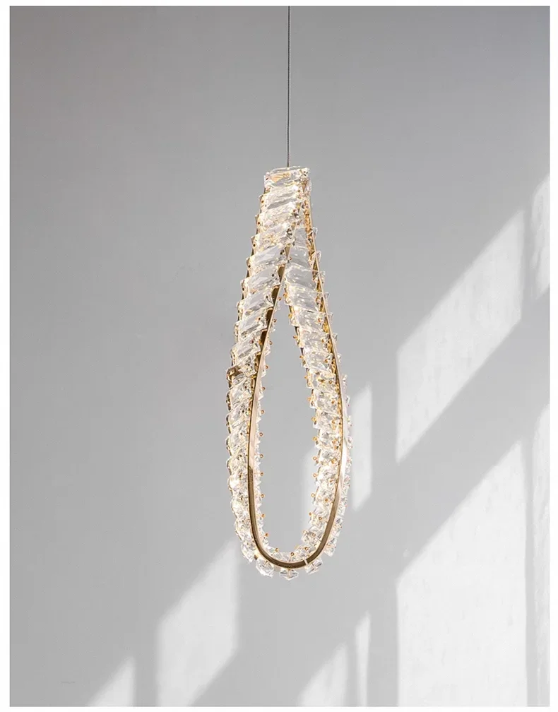 Luxury LED Crystal Pendant Light | Modern Chandelier for Bedroom & Living Room | 3 Color Modes | 90–260V