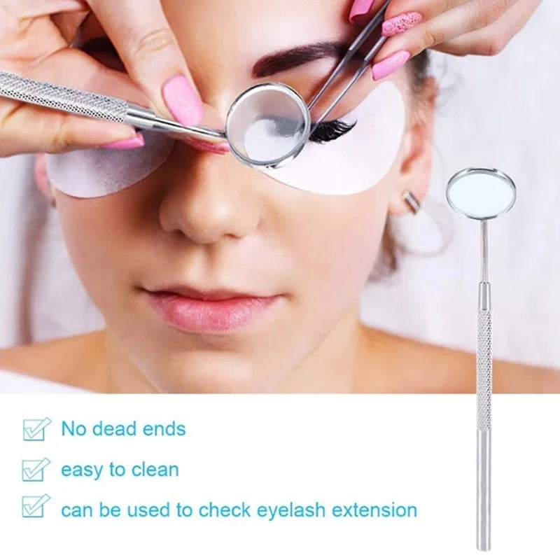 NIGF 1pc Stainless Steel Dental Oral Mirror Eyelash Extension Teeth Whitening Cleaning Tool Makeup Tool Handle Mirror