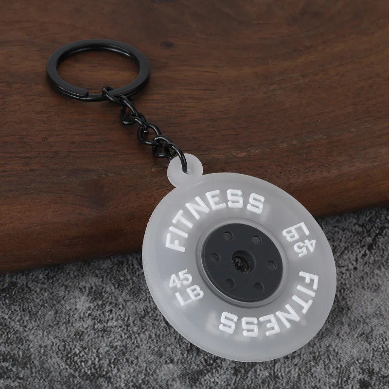 3D PVC Sports Fitness Pendant Mini Barbell Plates Keychain Kettlebells Water Cups Simulation Dumbbell Keyring Creative Bag Charm