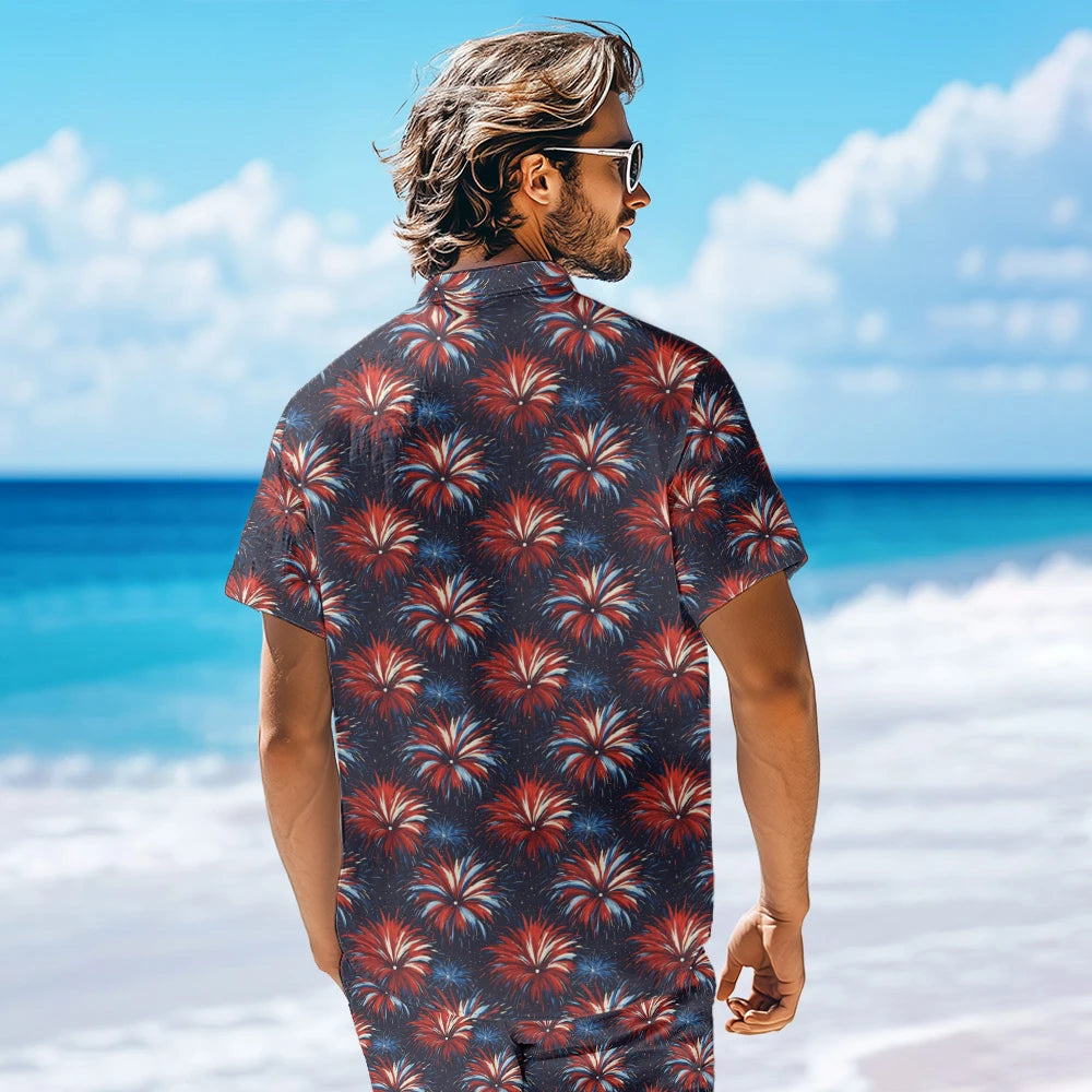 Men's American Flag Hawaiian Shirt – 4th of July Button-Up