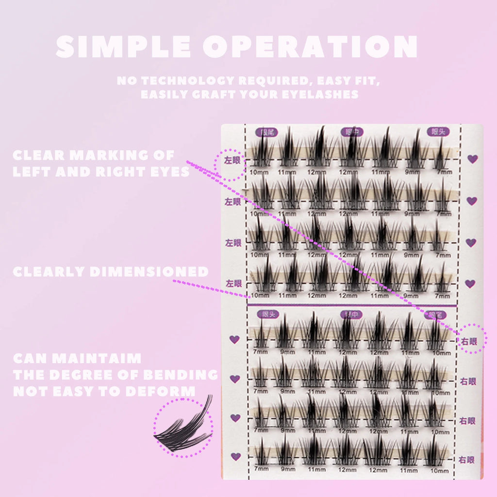 False Eyelashes Individual Lash Clusters Manga Fluffy Soft Natural Anime Lashes Extension Supplies Beauty Makeup Product Kit