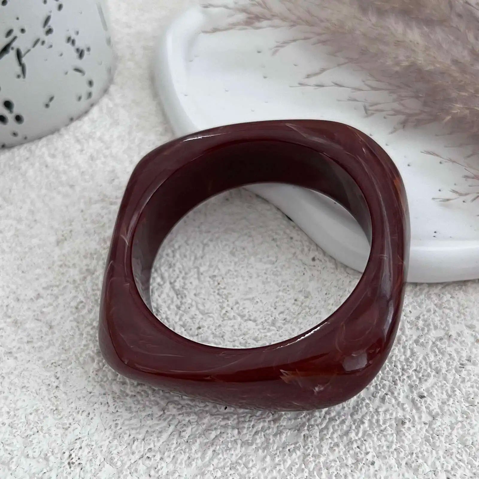 IngeSight.Z 3 Styles Vintage Irregular Resin Bangle Bracelets Women Punk Geometric Wide Metal Bracelet Chunky Party Jewelry Gift