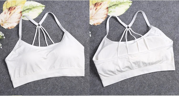 Women's Wireless Sports Yoga Crop Top – Seamless Activewear with Wide Letter Straps