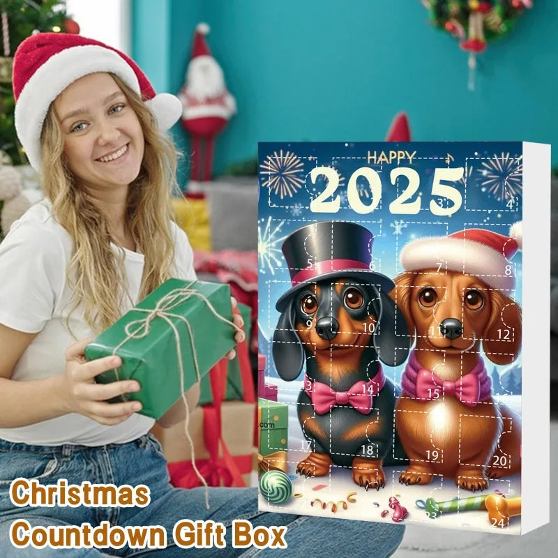 Christmas Advent Calendar 2025 | 24-Day Dachshund Pendant Countdown Blind Box | Holiday Surprise Gift & Tree Decor