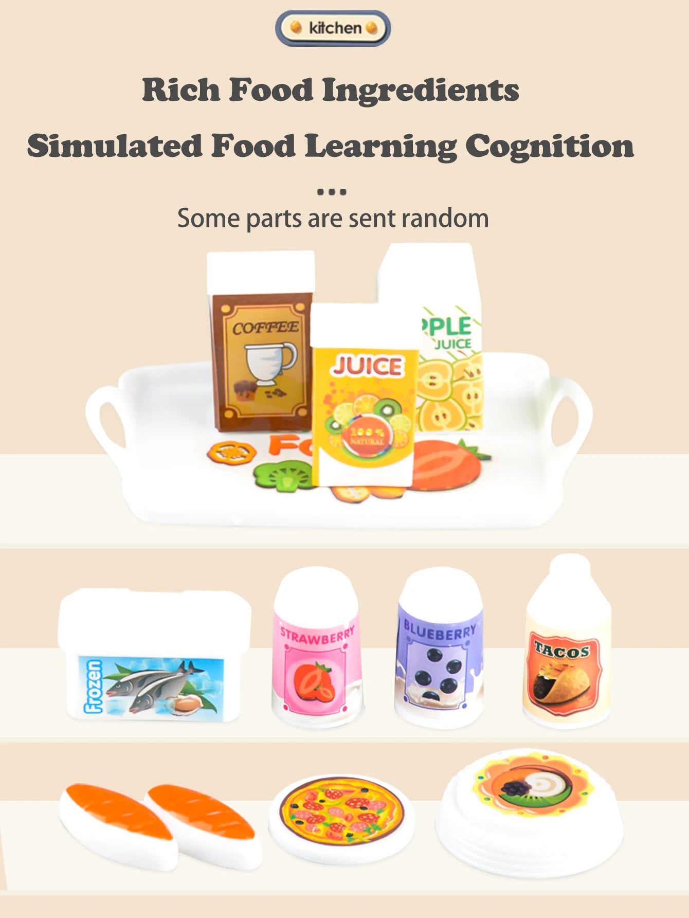 Kids Play Kitchen Accessories Playset – Toy Foods, Pans, Pots, Breads & Utensils for Ages 3+