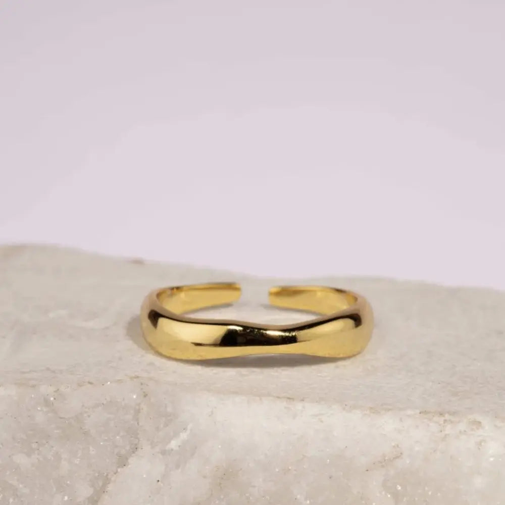 1/3 PCS Stackable Stainless Steels Adjustable Ripple Rings 18K Plated Gold Silver Minimalist Irregular Rings for Women Jewelry