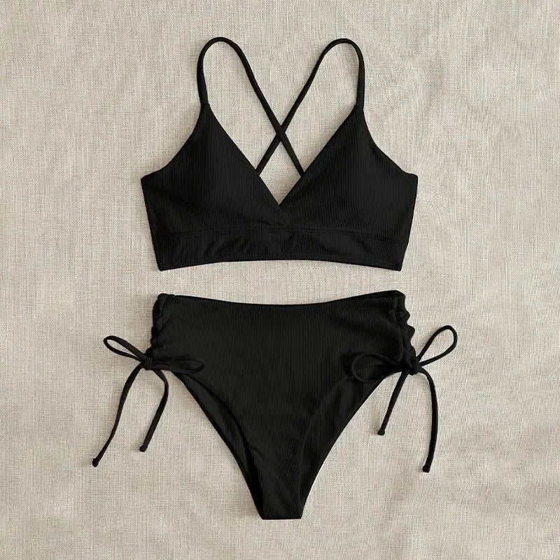 Sexy Bandage High Waist Brazilian Bikini Set – Women's Swimsuit