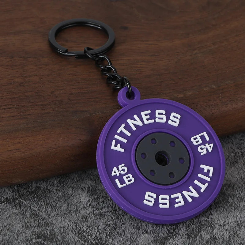 3D PVC Sports Fitness Pendant Mini Barbell Plates Keychain Kettlebells Water Cups Simulation Dumbbell Keyring Creative Bag Charm