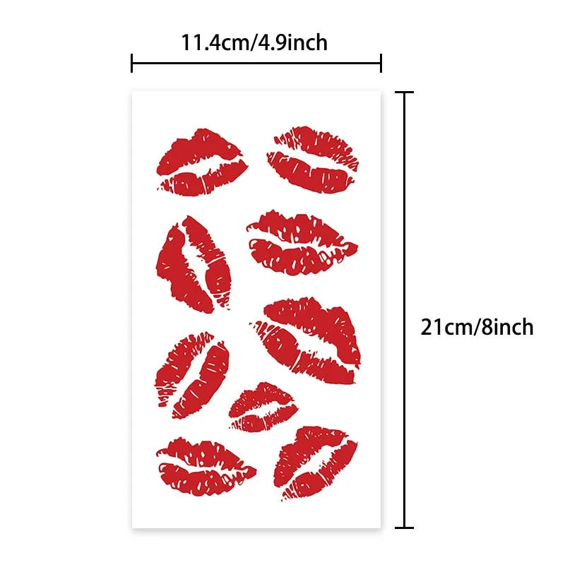 Red Lips Temporary Tattoo – Long-Lasting Waterproof Fake Tattoo for Neck & Arm