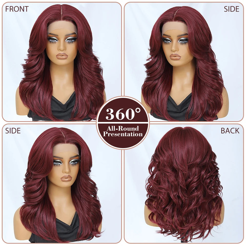 Ombre Brown Blonde Synthetic Body Wave Lace Front Wig 13x5x1 For Black Women 18“ T Part Wavy Layered Cosplay Wig with Baby Hair