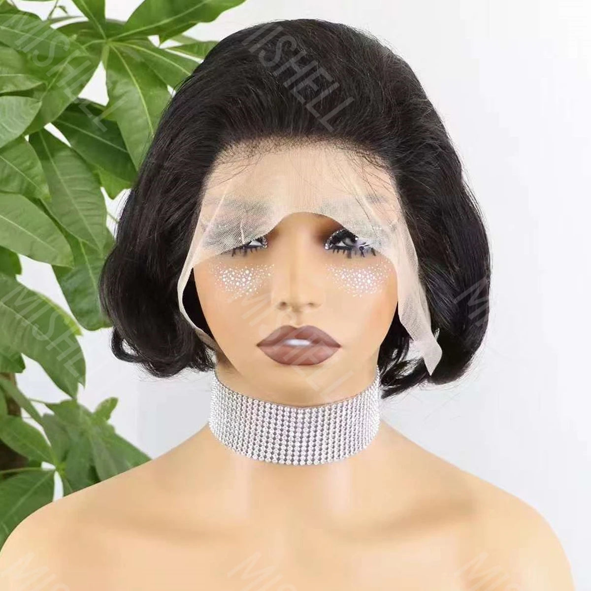 13x4 Lace Frontal Bob Wigs Pixie Cut Brazilian Remy Human Hair Short Bob Wig Natural 200% Density Wavy Lace Wigs for Black Women