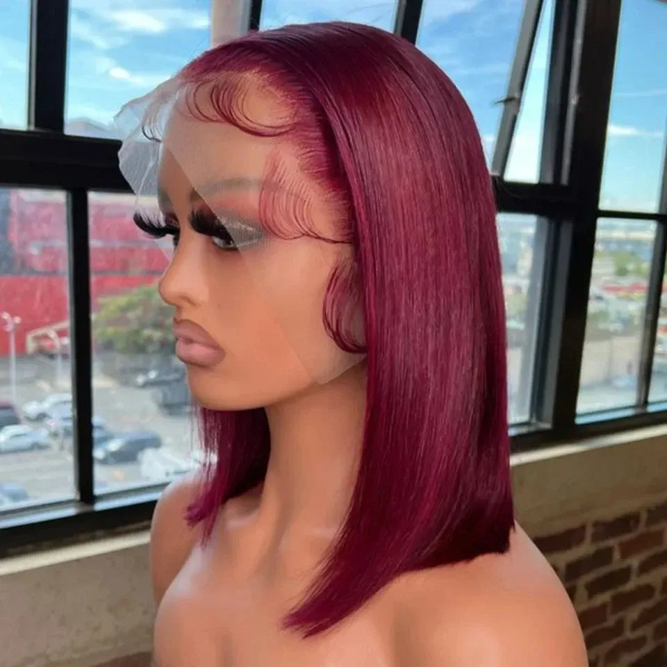 13x4 HD Short Ombre Blonde Wig Straight Bob Lace Front Wig Pre Plucked Synthetic Short Lace Frontal Wig Glueless Daily Cosplay