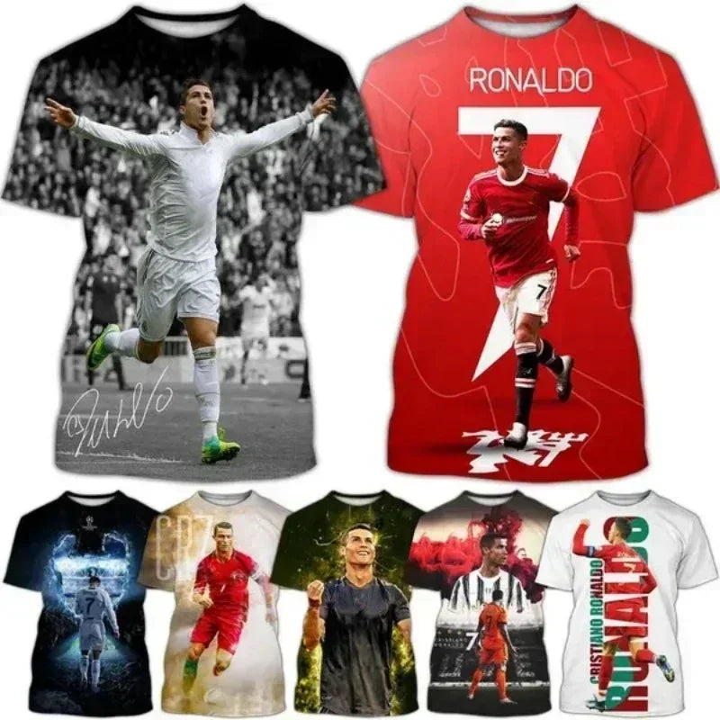 Cristiano Ronaldo 3D Print T-Shirt – Men's Oversized Breathable Soccer Tee