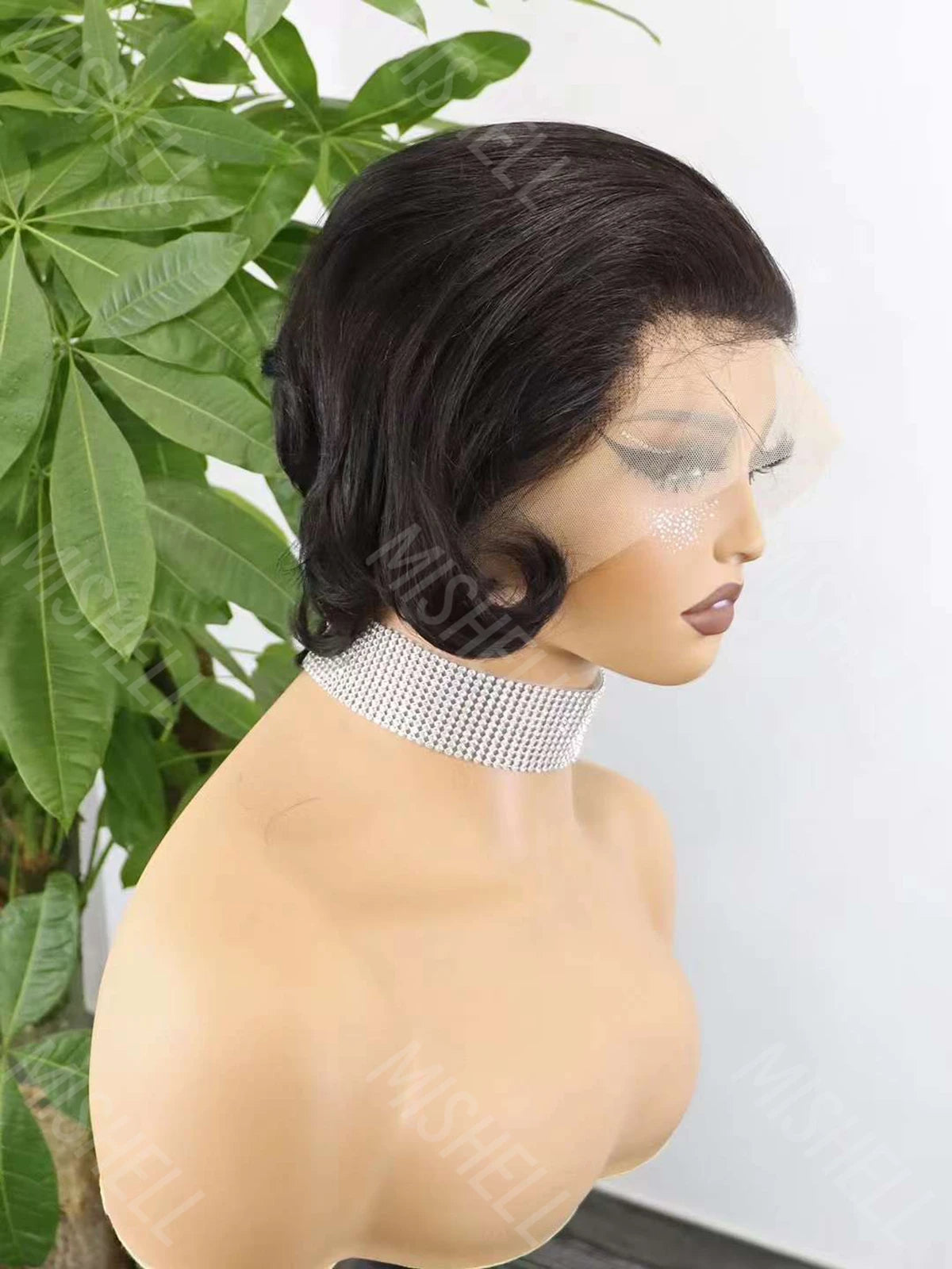 13x4 Lace Frontal Bob Wigs Pixie Cut Brazilian Remy Human Hair Short Bob Wig Natural 200% Density Wavy Lace Wigs for Black Women