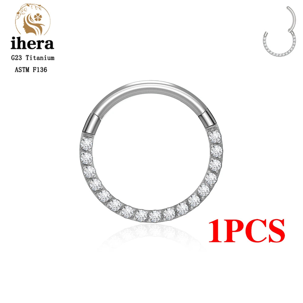 1/10PCS G23 Titanium Nose Rings Septum Clicker Ear Cartilage Tragus Helix Daith Earrings Hoops 16G 18G CZ Body Piercing Jewelry