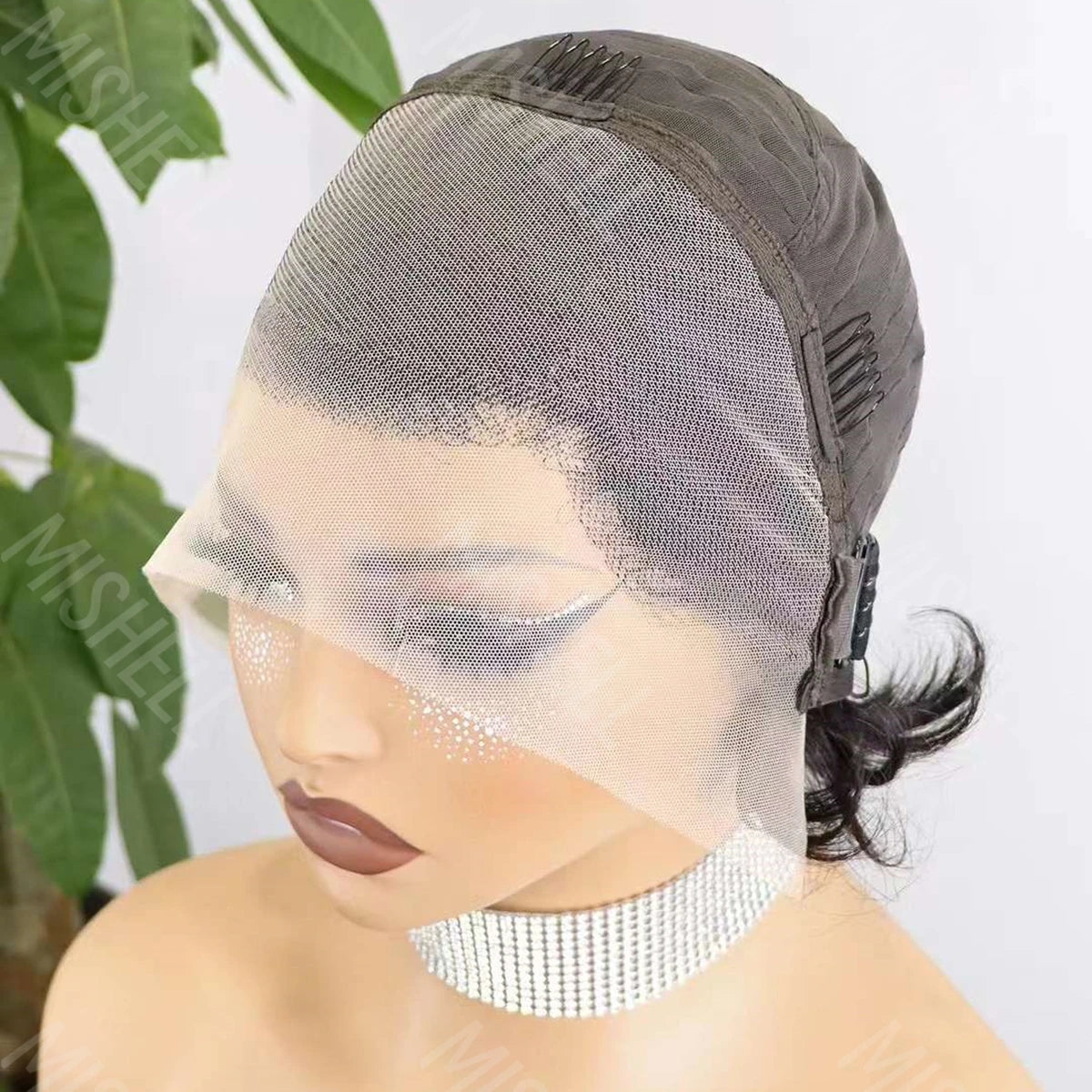 13x4 Lace Frontal Bob Wigs Pixie Cut Brazilian Remy Human Hair Short Bob Wig Natural 200% Density Wavy Lace Wigs for Black Women