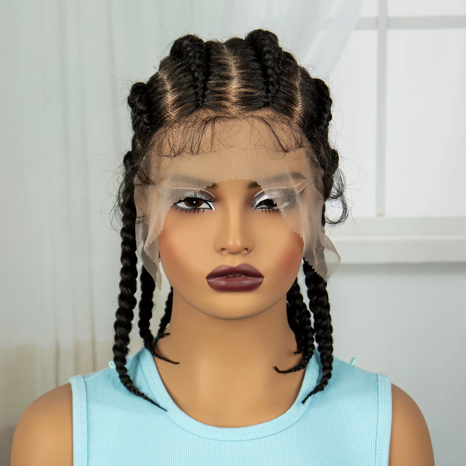 Synthetic Cornrow Braided Wigs Full Lace Short Cute Bob Wigs for Women Girls 14inch Lace Frontal Braided Lace Wig with Baby Hair