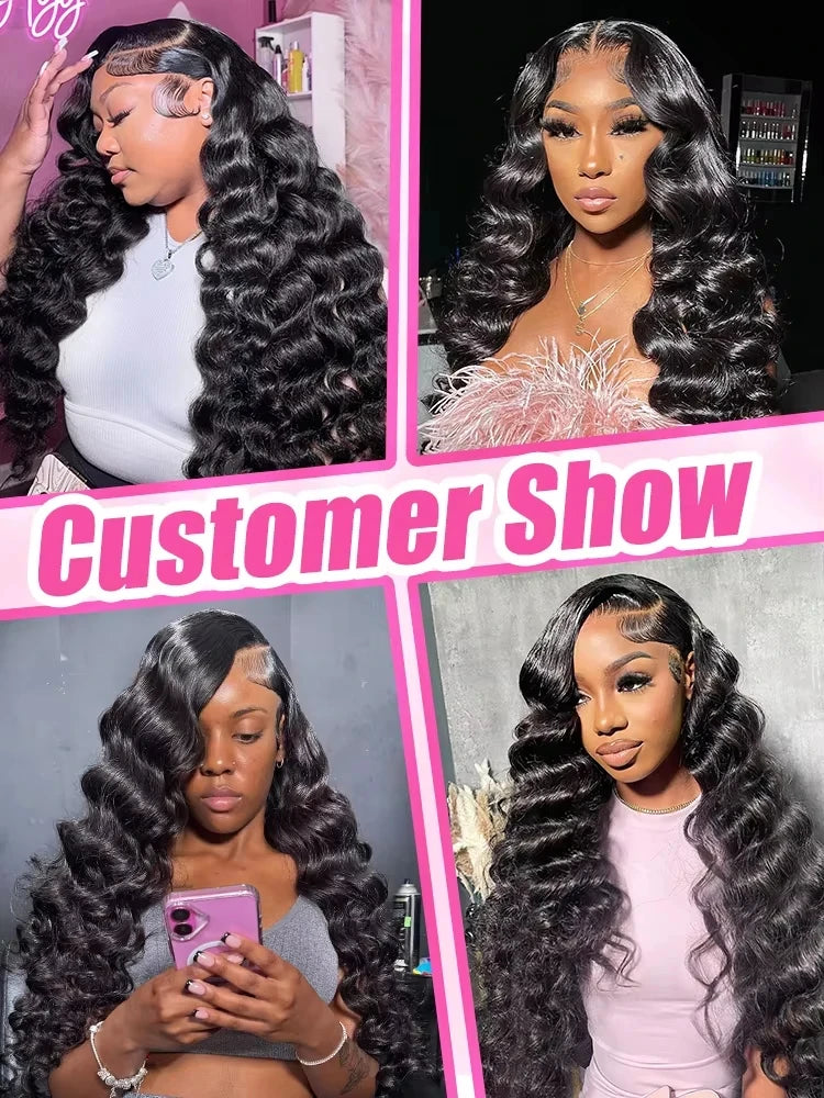 250 Density13x6 HD Transparen Loose Deep Wave Curly Lace Front Human Hair Wigs 13x4 Lace Frontal Brazilian Remy Hair Wig