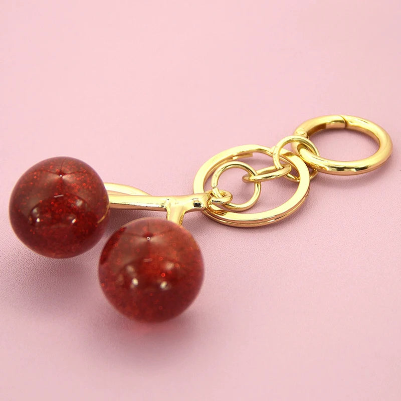 Red Cherry Pendant Keychain for Women'S Cute Bag Decoration Multifunctional Jewelry Car Key Accessories Trendy Charm Keyring