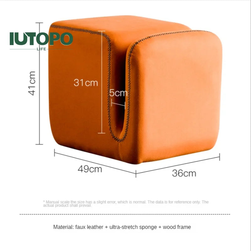 Nordic Hallway Pouf Ottoman – Fabric Shoe Changing Stool with Book Storage