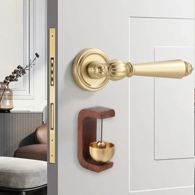 Wooden Magnetic Wind Chime Doorbell | Brass Jingle Bell Entry Reminder | Nordic Minimalist Home Decor Door Pendant