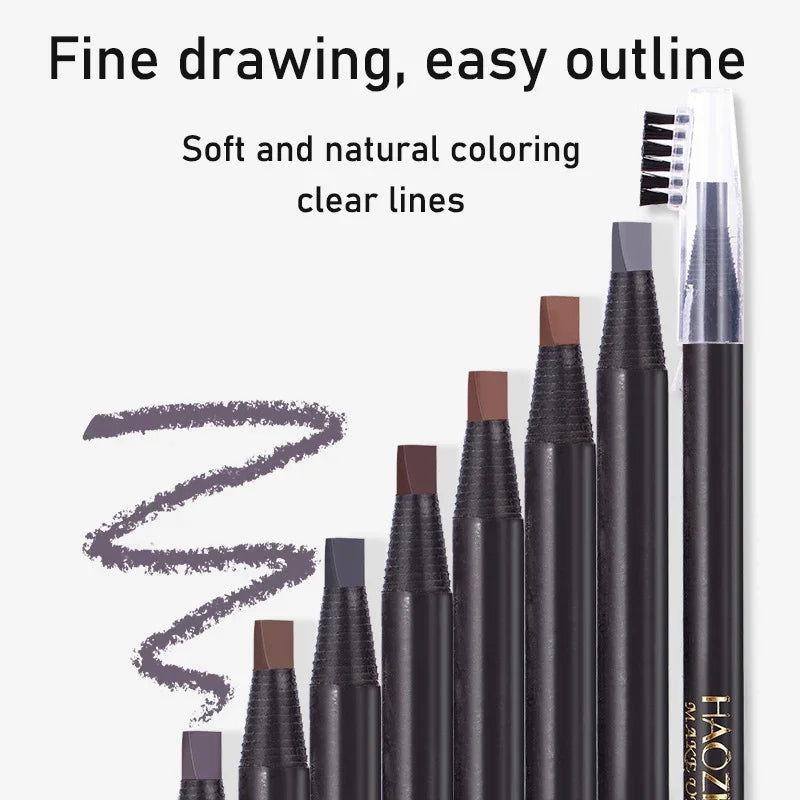 Waterproof Eyebrow Pencil with Soft Brush – Long-Lasting Permanent Makeup Tattoo Tool