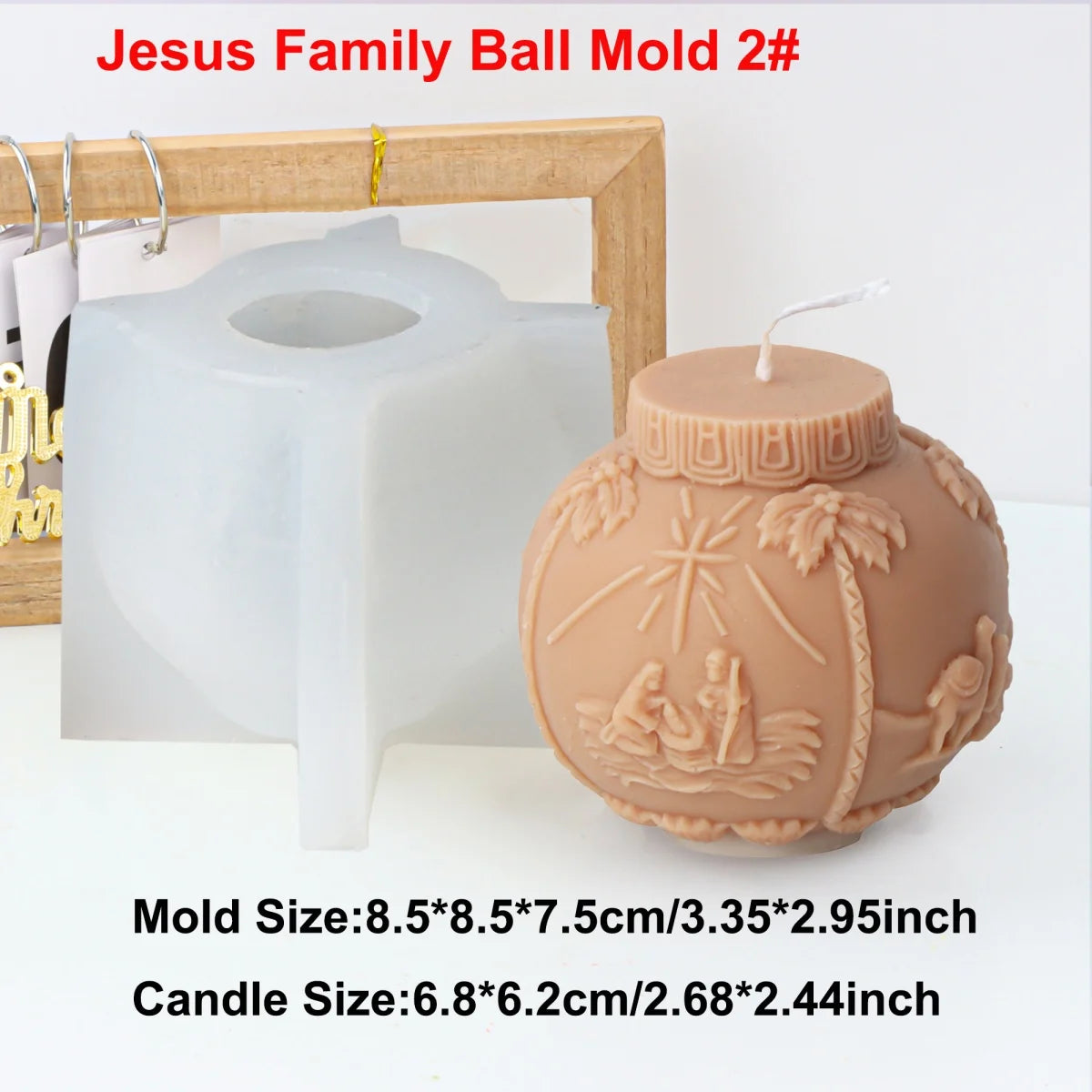 Jesus Family Sphere Silicone Mold | DIY Holy Family Round Ball Resin & Plaster Ornament Mold | Candle & Craft Making Tool