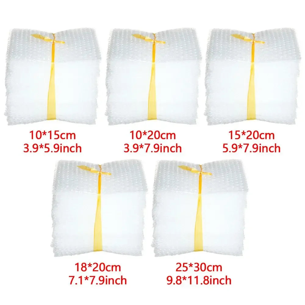 50pcs PE Clear Cushioning Covers Envelope Shockproof Package White Bubble Bag Protective Wrap Foam Packing Bags