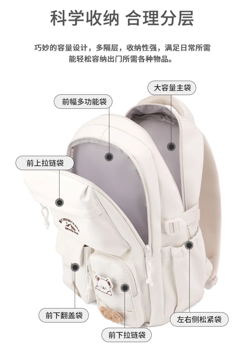Korean Style Daily Backpack For Women Packsack Waterproof nylon Fabric Travel Backpacks Girls School Bag Teenagers Casual Bags