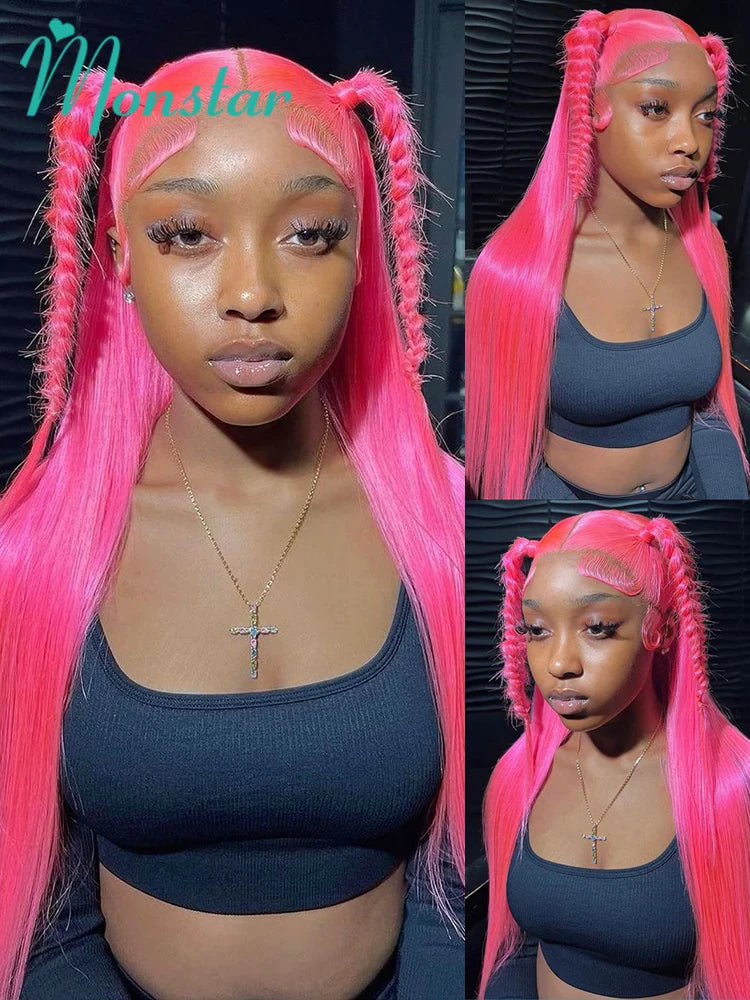 Pink Human Hair Wig – 30 & 38 Inch 613 HD Lace Frontal 13x6 Colored Wig