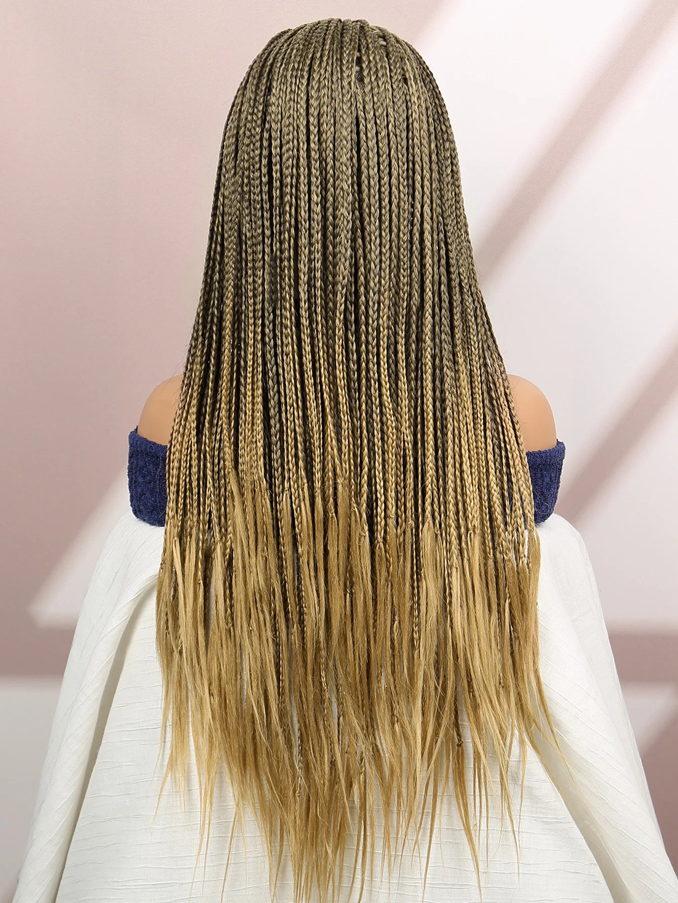 Premium Synthetic Braided Wigs Ombre Colors Protective Style Machine Made Braided Wig 32 inch Long Wigs For Black Women