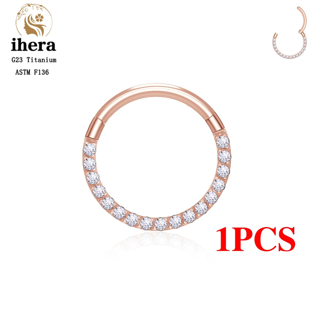 1/10PCS G23 Titanium Nose Rings Septum Clicker Ear Cartilage Tragus Helix Daith Earrings Hoops 16G 18G CZ Body Piercing Jewelry