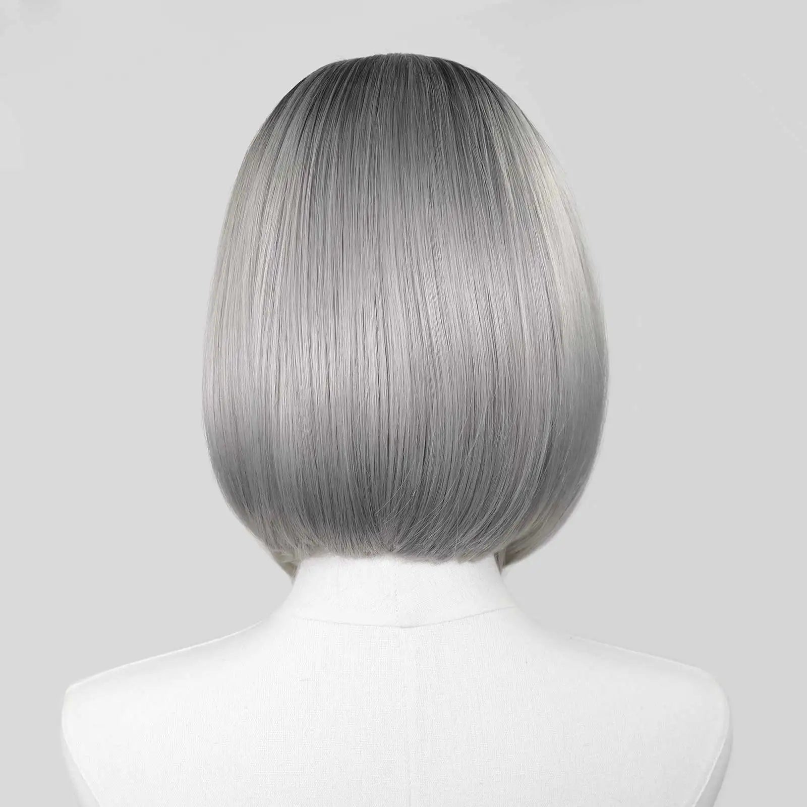 Ombre Blonde Highlight Short Bob Wigs Dark Roots Synthetic 13x4 Lace Front Brown Blonde Wig For Women Daily Use 150Density 12"