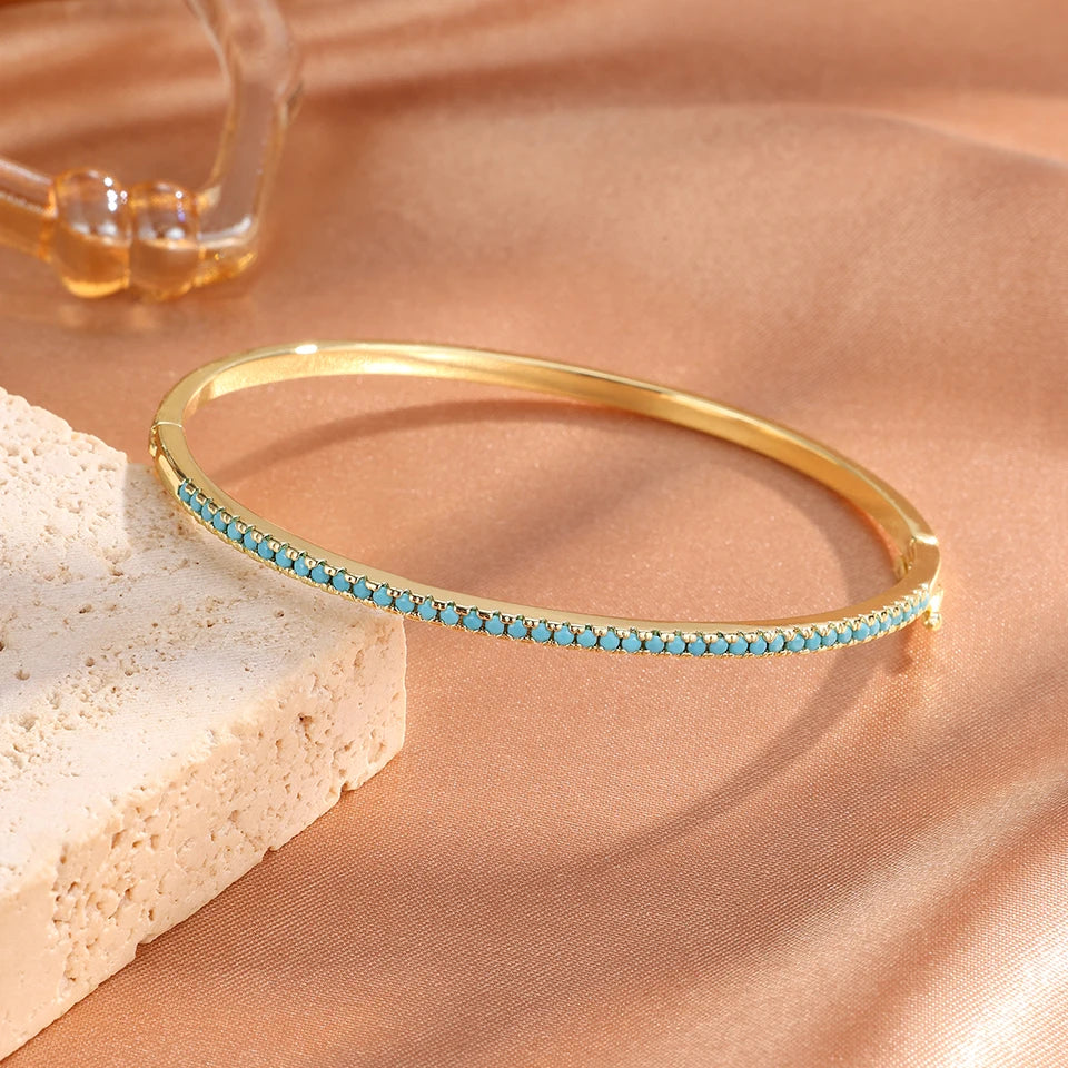 ZAKOL Luxury Zirconia Round Bangles For Women Girls Silver Color Metal Crystal Wristlet Jewelry Wedding Festival Trendy Gifts