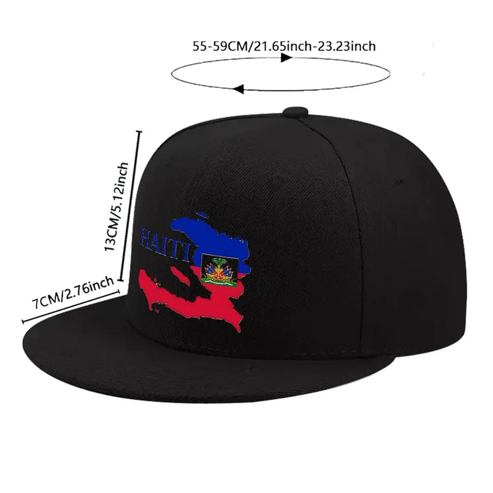 Haiti Map Flag Baseball Cap – Unisex Cotton Snapback Hip-Hop Hat