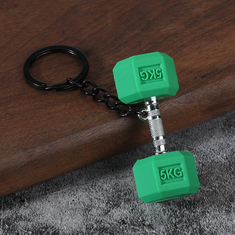 3D PVC Sports Fitness Pendant Mini Barbell Plates Keychain Kettlebells Water Cups Simulation Dumbbell Keyring Creative Bag Charm