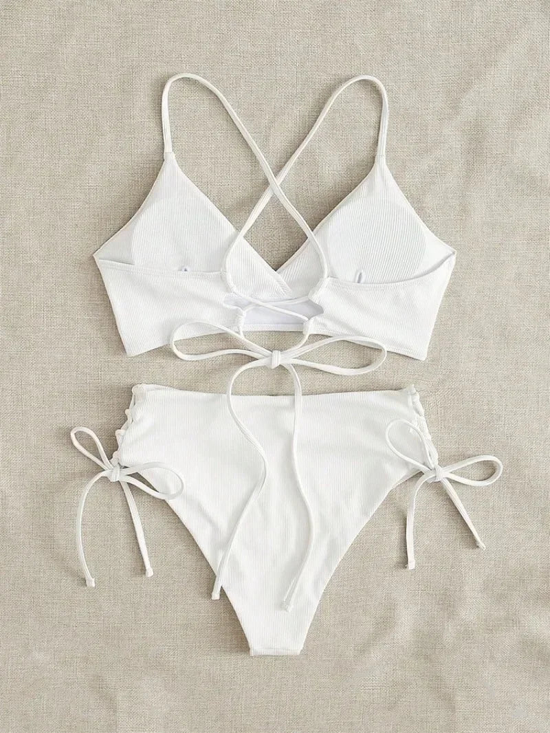 Sexy Bandage High Waist Brazilian Bikini Set – Women's Swimsuit