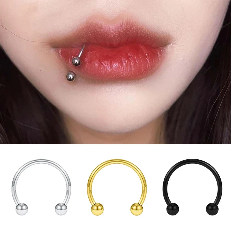 Metal Horseshoe Fake Nose Ring – C-Clip Septum & Lip Hoop for Women & Men