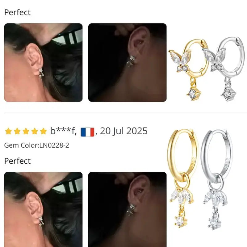 WOMEN 925 Silver Needle Water Drop Geometric Zircon White Zircon Crystal Flowers Pendant Hoop Earrings Fashion Wedding Jewelry