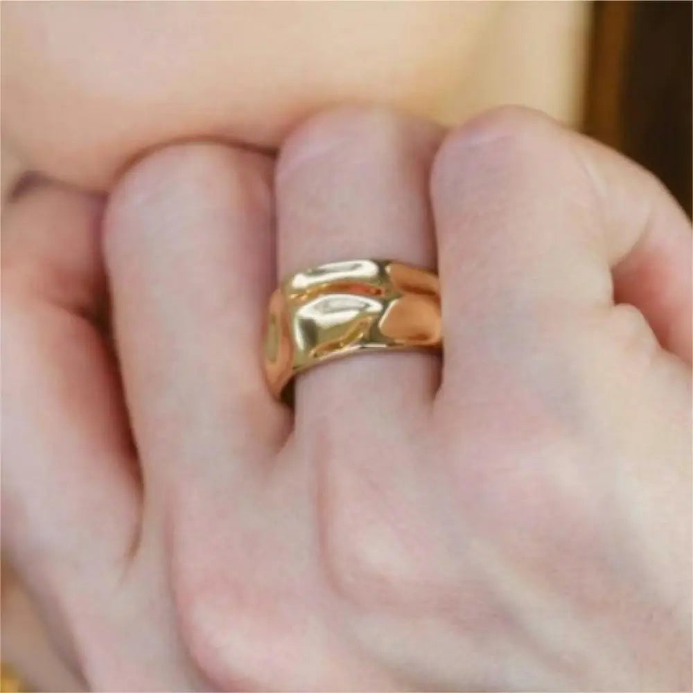 1/3 PCS Stackable Stainless Steels Adjustable Ripple Rings 18K Plated Gold Silver Minimalist Irregular Rings for Women Jewelry