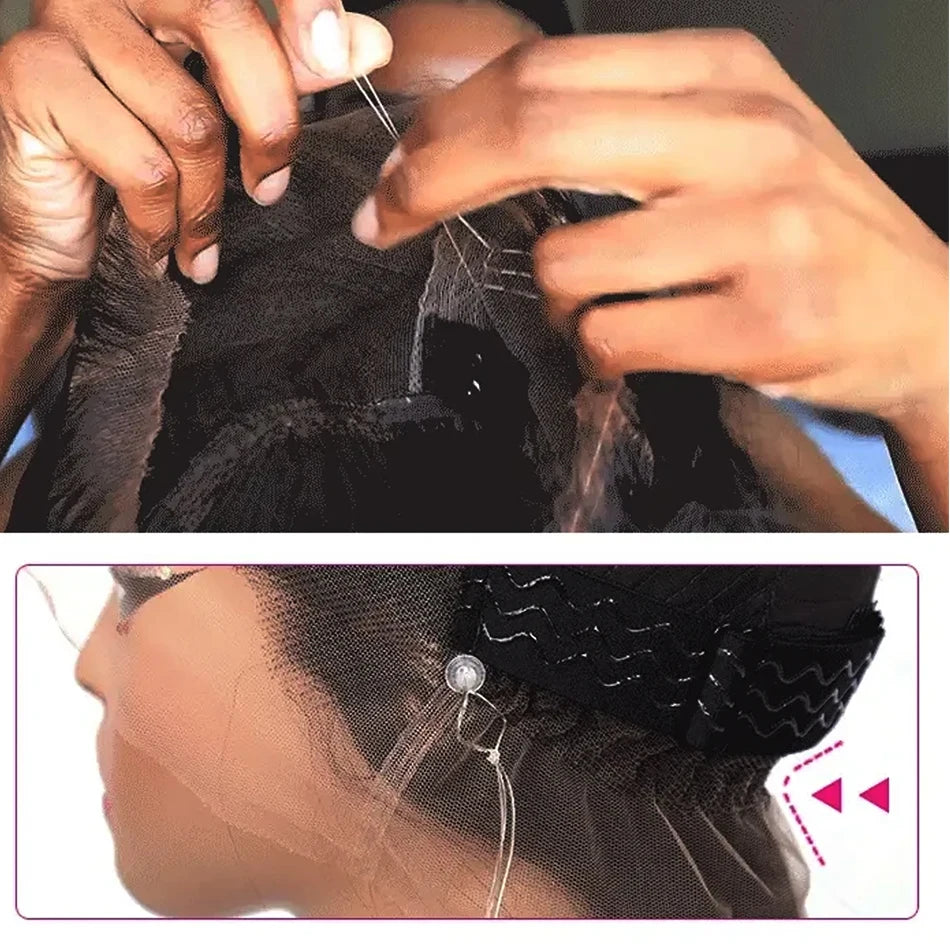 Invisi Draw-strings Kinky Straight 360 Glueless Wig PreCut Lace InvisiFit Strap Wear Go Wig Hidden Strap 360 Full Lace Front Wig